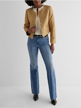 NWT EXPRESS GOLD METALLIC TWEED  OPEN FRONT JACKET SIZE L